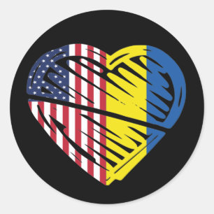 Oekraïense vlag Solidariteit VS Amerikaanse vlag H Ronde Sticker