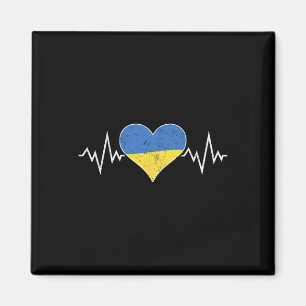 Oekraïense Vlag Vintage Hart Hartslag Oekraïne Pul Magneet