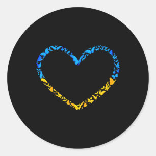 Oekraïense Vlag Vrede Oekraïense Vlag Vlinder Hart Ronde Sticker