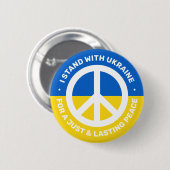 Oekraïense vlag Vredessymbool Ik sta met Oekraïne Ronde Button 5,7 Cm (Voorkant /achterkant)