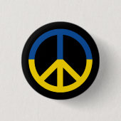Oekraïense vlag vredessymbool zwart ronde button 3,2 cm (Voorkant)