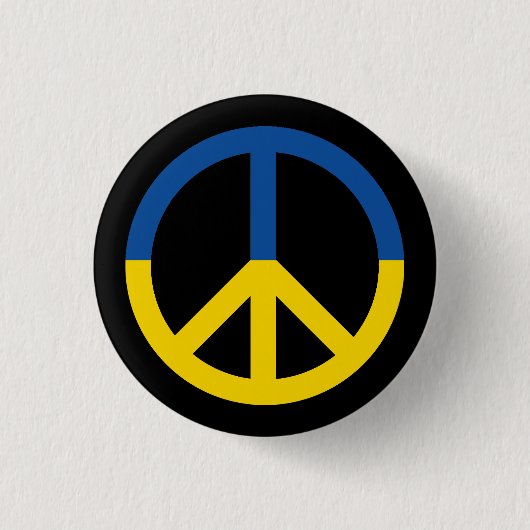 Oekraïense vlag vredessymbool zwart ronde button 3,2 cm (Voorkant)