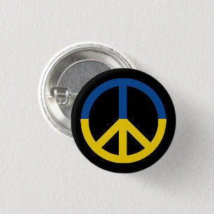 Oekraïense vlag vredessymbool zwart ronde button 3,2 cm