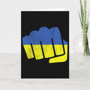 Oekraïense Vlag Vuist. Blijf Sterk Oekraïne. Blauw Kaart