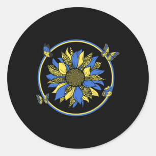 Oekraïense Vlag Zonnebloem Vlinders Ronde Sticker