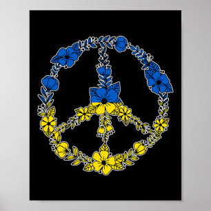 Oekraïense Vredesteken Bloemen In Blauw En Geel Oe Poster