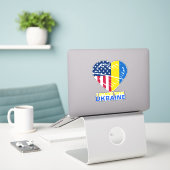 Oekraïense VS - American Flag Heart Support Car Sticker (Laptop op bureau)