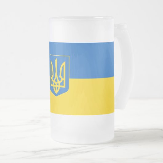 Oekraïense wapenvlaggenstaat matglas bierpul (Voorkant rechts)