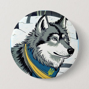 Oekraïense wolf symbool, sterke, trotse Oekraïne k Ronde Button 7,6 Cm