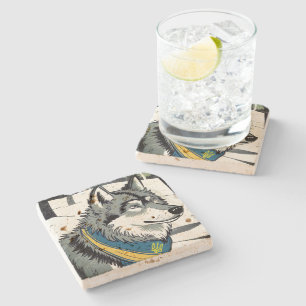 Oekraïense wolf symbool, sterke, trotse Oekraïne k Stenen Onderzetter