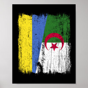 Oekraïne Algerije Halve Vlag Oekraïense Algerijnse Poster