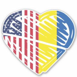 Oekraïne Amerikaanse vlag Heart Sticker