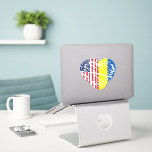 Oekraïne Amerikaanse vlag Heart Sticker (Laptop op bureau)