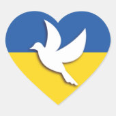 OEKRAÏNE BICOLOOR PEACE DOVE BLUE YELLOW FLAG HART STICKER (Voorkant)