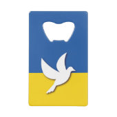 OEKRAÏNE BICOLOOR PEACE DOVE BLUE YELLOW FLAG KREDIETKAART FLESSENOPENER (Voorkant)