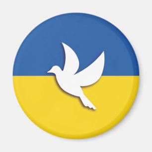 OEKRAÏNE BICOLOOR PEACE DOVE BLUE YELLOW FLAG MAGNEET