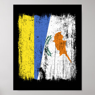 Oekraïne Cyprus Half Vlag Oekraïense Cypriotische Poster