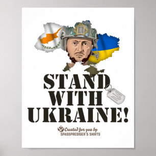Oekraïne Cyprus Vlaggen Selenskyj Steun Oekraïne Poster