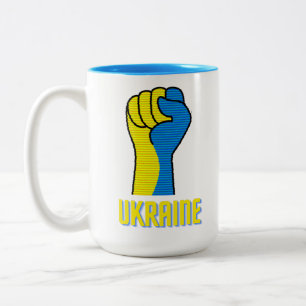 Oekraïne Defiant Fist Sign Two-Tone Coffee Mok