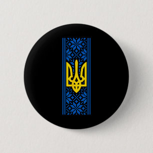 Oekraïne Drietand Vyshyvanka Kostuum President Zel Ronde Button 5,7 Cm