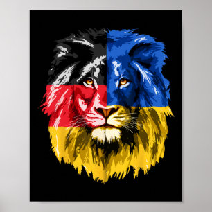 Oekraine Duitsland Vlag Leeuw Deutschland Oekraïen Poster