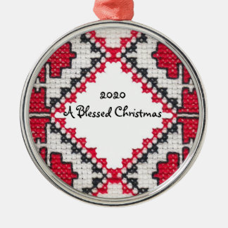 Oekraïne Embroidery Print Blessed Christmas Metalen Ornament