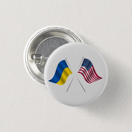 Oekraïne en Amerikaanse vlag knop Ronde Button 3,2 Cm (Voorkant /achterkant)