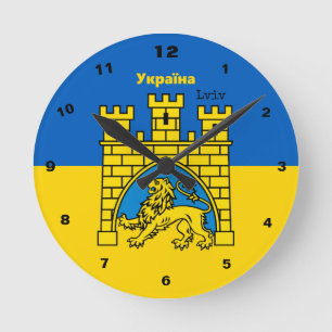 Oekraïne en Lviv-stad - wapenschild, Oekraïense vl Ronde Klok