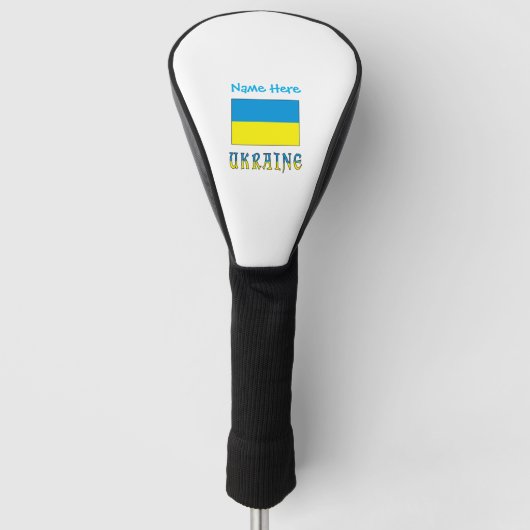 Oekraïne en Oekraïense vlag Blauwe Personalisatie Golfheadcover (Voorkant)