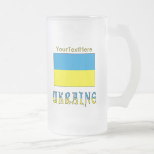 Oekraïne en Oekraïense vlag met uw tekst Matglas Bierpul