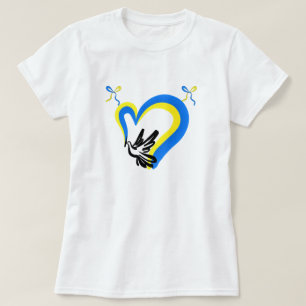 Oekraïne Flag Hart T-shirt Peace Dove - Ondersteun