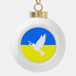 Oekraïne Flag Peace Dove Kerstmis OrnamenFreedom Keramische Bal Ornament