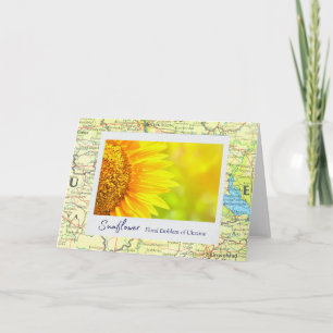 Oekraïne Geel Zonnebloem Bloemen Embleem op kaart