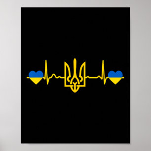 Oekraïne Hartslag Oekraïense Vlag Gouden Drietand Poster