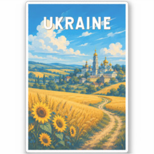 Oekraïne Illustratie Reis Kunst Vintage Sticker