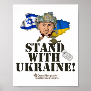 Oekraïne Israël Vlaggen Selenskyj Steun Oekraïne Poster