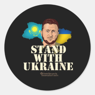 Oekraïne Kazachstan Volodymyr Zelensky Steun U Ronde Sticker
