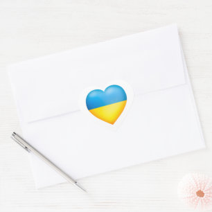 Oekraïne kleuren geel en blauw hart sticker