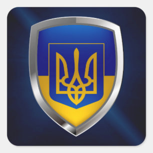 Oekraïne Metallic Embleem Vierkante Sticker
