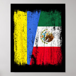 Oekraïne Mexico Halve Vlag Oekraïense Mexicaanse E Poster