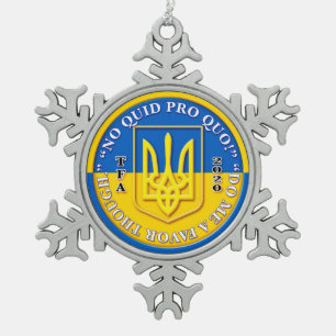 Oekraïne "No Quid Pro Quo" Sneeuwvlok Tin Sneeuwvlok Ornament