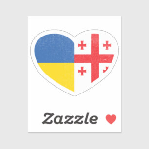 Oekraïne Oekraïens Georgië Georgisch Hart Liefde V Sticker