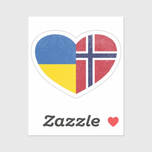 Oekraïne Oekraïens Noorwegen Noorse hart liefde vl Sticker (Vel)