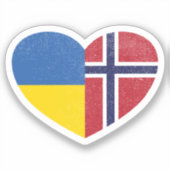 Oekraïne Oekraïens Noorwegen Noorse hart liefde vl Sticker (Voorkant)