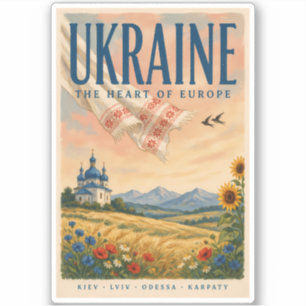 Oekraïne Oekraïense Landschapsillustratie Reizen Sticker