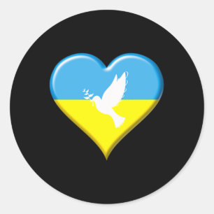 Oekraïne Oekraïense Vlag Hart Vrede Duif Steun Di Ronde Sticker
