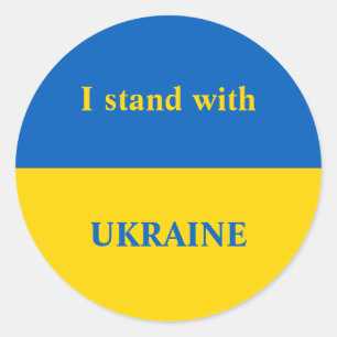 Oekraïne ondersteunt de gele blauwe vlag ronde sticker