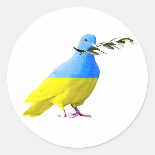 Oekraïne - Peace Dove - Oekraïense vlag - vrede Ronde Sticker (Voorkant)