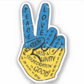 Oekraïne Peace Love Freedom Sticker (Voorkant)