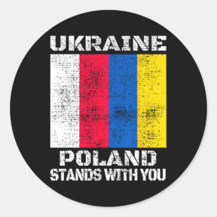 Oekraïne Polen Staat Achter U Poolse Steun 1 Ronde Sticker